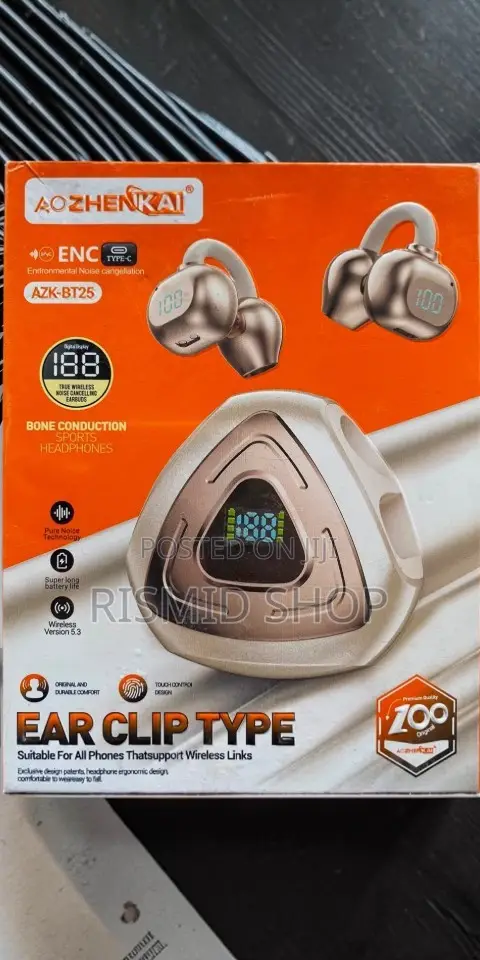 AZK-BT25 Bluetooth Clip-on Wireless Earphones - 1