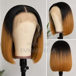 Human Hair Bob Wig - Black & Caramel Ombré