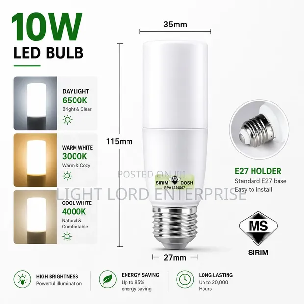 Amerlux Cylinder Shape LED Bulb - 10W/20W - 1