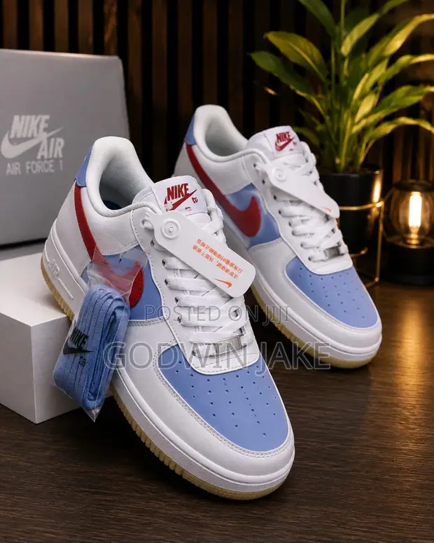 Nike Air Force 1 Low - White, Blue & Red - 1