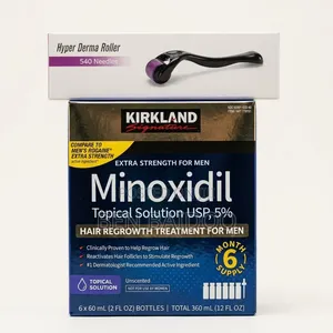 Kirkland Minoxidil Set + Derma Roller for Hair Growth