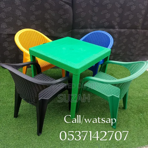 Durable Wicker Plastic Chairs and Table Set - 1