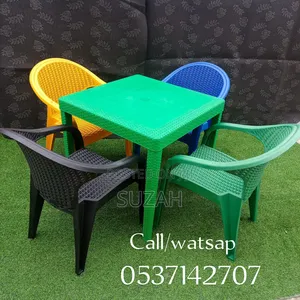Durable Wicker Plastic Chairs and Table Set
