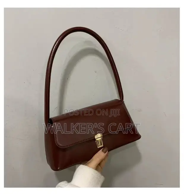 Vintage Underarm Shoulder Bag - Burgundy Faux Leather - 1