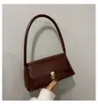 Vintage Underarm Shoulder Bag - Burgundy Faux Leather - 1