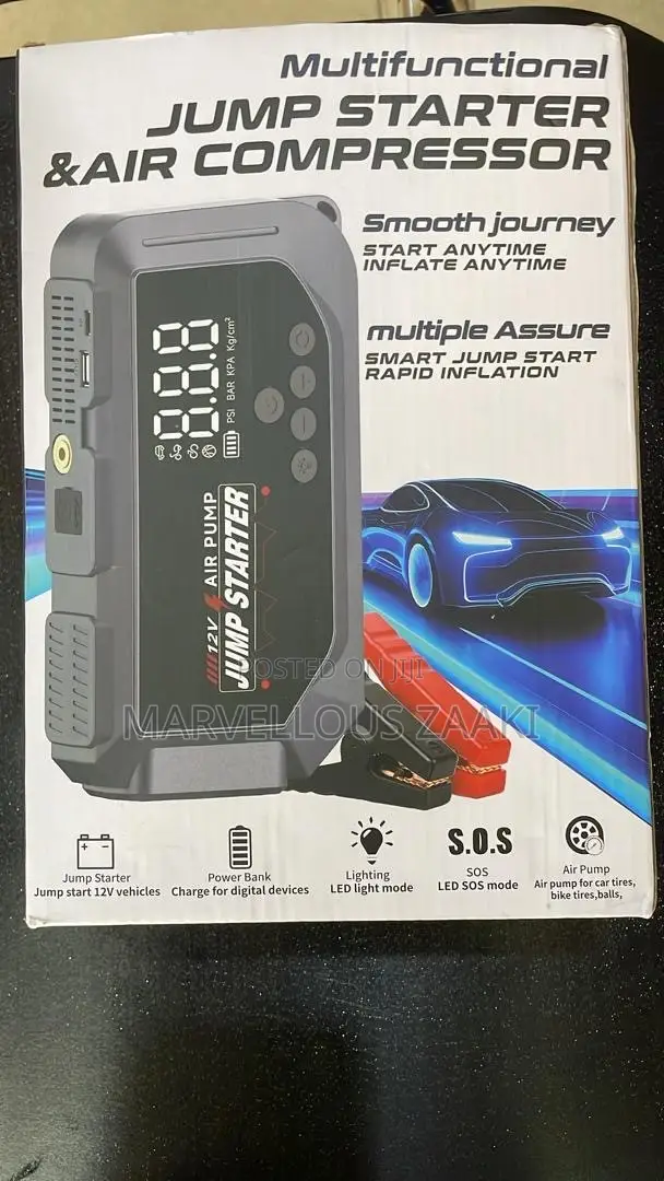 Multi-Purpose Jump Starter, Air Compressor, Power Bank - 1
