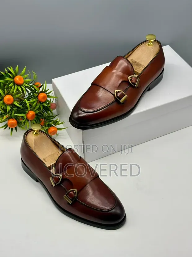 Berluti Brown Burnished Leather Double Monk Strap Loafers - 1