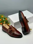 Berluti Brown Burnished Leather Double Monk Strap Loafers - 2