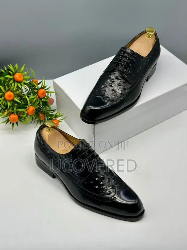 Berluti Black Leather Oxford/Derby Dress Shoes - 1