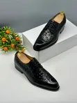 Berluti Black Leather Oxford/Derby Dress Shoes - 1