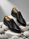 Berluti Black Leather Oxford/Derby Dress Shoes - 3