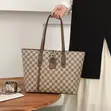 Designer Monogram Shoulder Tote Bag with Leather Tag - 2