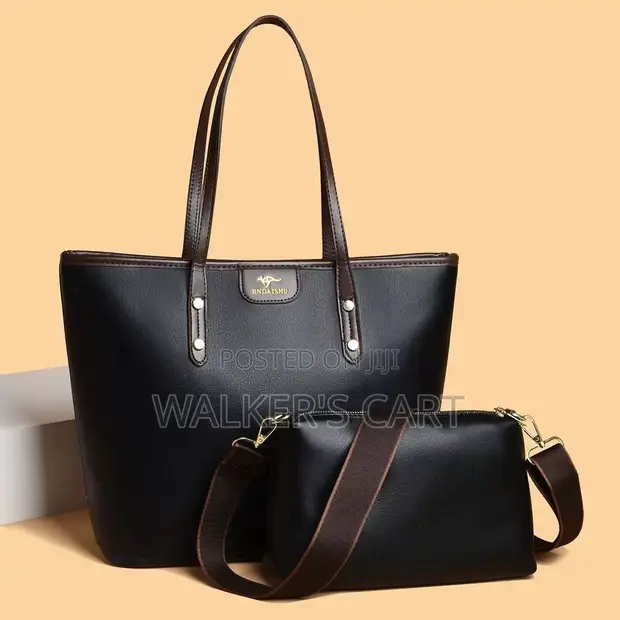 2-Piece Leather Shoulder Tote Set - 1
