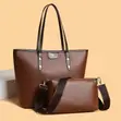 2-Piece Leather Shoulder Tote Set - 2