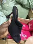 Ladies Black Suede Spool Heel Shoes - 1