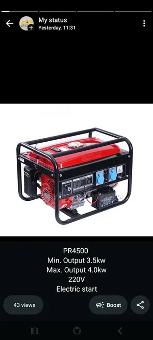 Gasoline Generator PR4500 3.5kW Electric Start