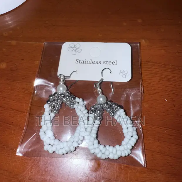 Handmade Beaded Hoop Earrings - 1