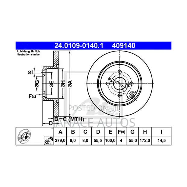 Toyota Corolla E12 Rear Brake Disc (Brand New) - 1