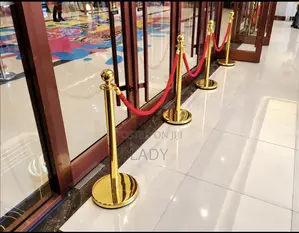 Gold Stanchion Barricade Set (2 Stands, 2 Ropes)