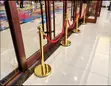 Gold Stanchion Barricade Set (2 Stands, 2 Ropes) - 1