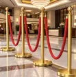 Gold Stanchion Barricade Set (2 Stands, 2 Ropes) - 2