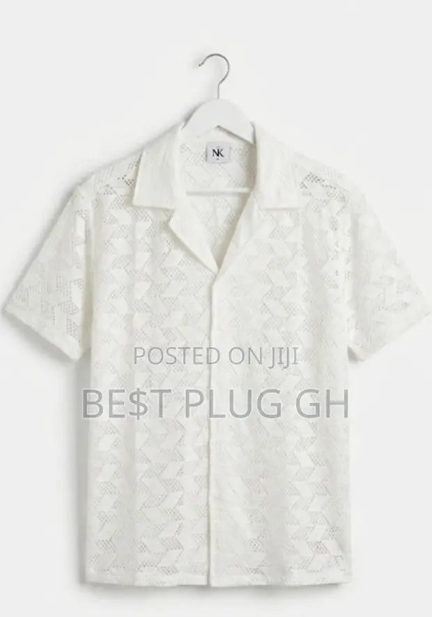 NC Crochet Lace Cuban Collar Shirt - 1