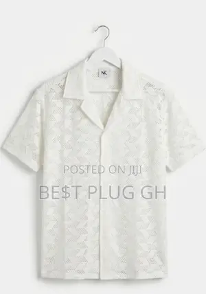NC Crochet Lace Cuban Collar Shirt