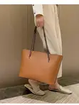 Women's Large Chain-Strap Leather Tote Bag - 1