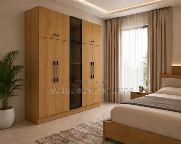 Luxury Modern Wardrobe with Central Glass Display - 1