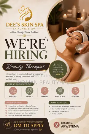 Beauty Therapist Needed - Dee's Skin Spa