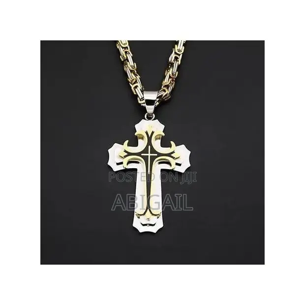 Men's High-Quality Gold-Plated Cross Pendant Necklace - 1