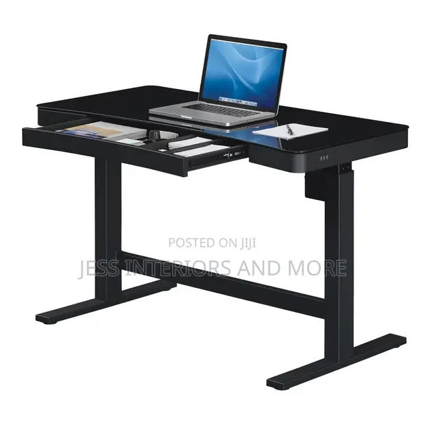 Adjustable Glass Top Computer Desk - 1