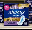 Always Maxi Nighttime Sanitary Pads With Wings Size 5 / 66 Units - 2