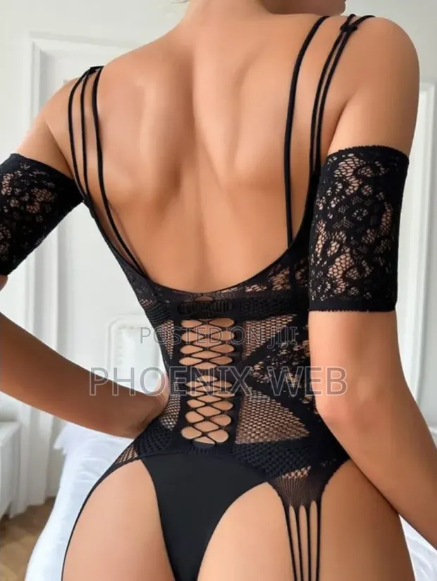 Sexy Black Fishnet Bodysuit Lingerie - 1