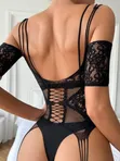 Sexy Black Fishnet Bodysuit Lingerie - 1