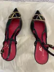 Ladies Black Heeled Sandals - 1