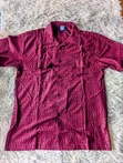 Men's Burgundy Textured Short-Sleeve Shirt - 1