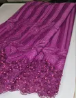 Classy Magenta Lace Fabric with Rhinestones and Beads - 2