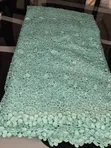 Mint Green Cord Guipure Lace with Stones - 2