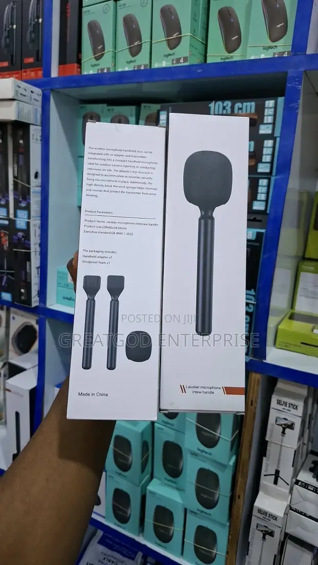 Lavalier Microphone Interview Handle / Wireless Mic Stick - 1