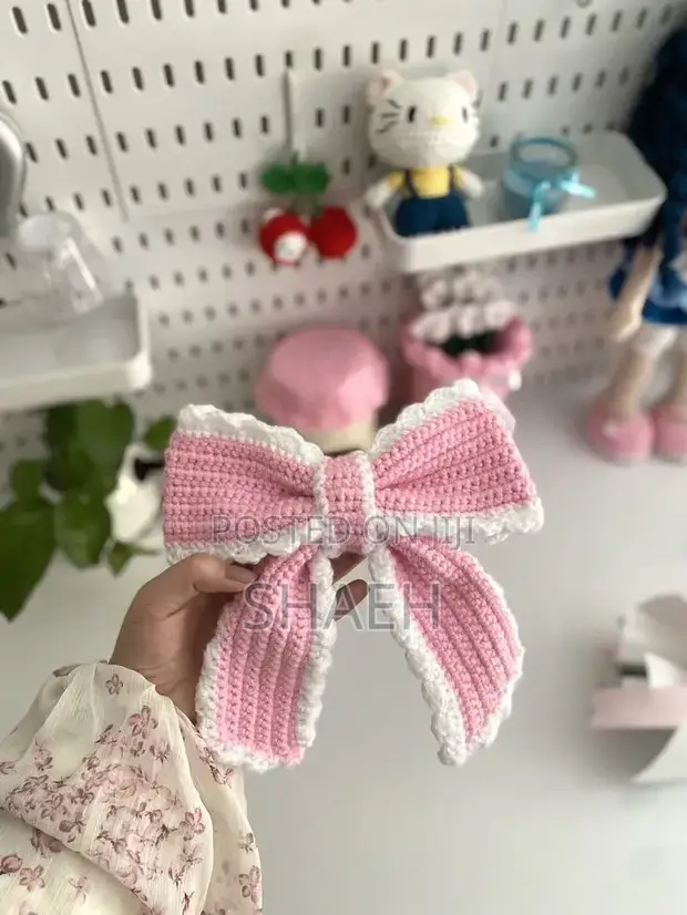 Crochet Bow Tie Hair Clips - 1
