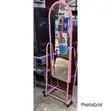 Pink Arched Standing Mirror with Storage Rack - 2