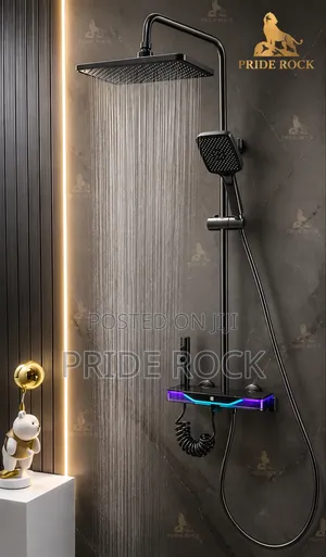 Four-in-One LED Shower Pole with Rain & Piano Shower