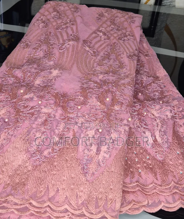 Elegant Onion Pink French Net Lace - 5 Yards - 1