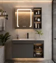 Cabinet Basin with LED Mirror and Mixer Tap Set - 1