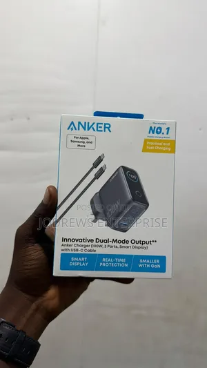 Anker 100W 3-Port USB-C Charger with Smart Display & 4.9ft Cable