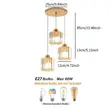 Modern 3-Light Crystal Pendant Light - Gold E27 Chandelier - 1