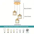 Modern 3-Light Crystal Pendant Light - Gold E27 Chandelier - 2