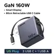 UGREEN 160W Smart Display GaN Charger with Retractable Cable - 3