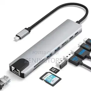8-in-1 USB-C Hub with RJ45, SD/TF Card Reader